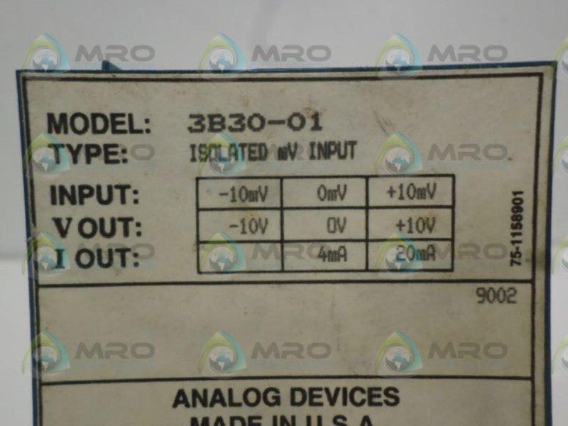 ANALOG DEVICES 3B30-01 INPUT MODULE  UNMP