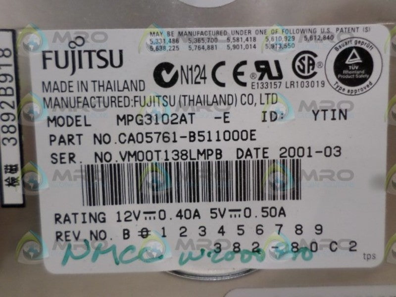 FUJITSU MPG3102AT-E CA05761-B511000E HARD DRIVE NSNP