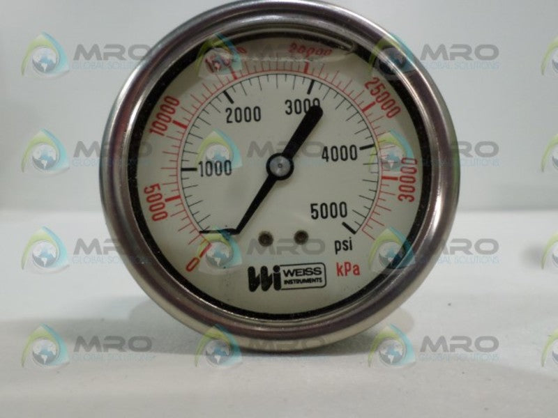WEISS INSTRUMENTS PPG-048121 PRESSURE GAUGE 0-4000 KPA 0-5000 PSI *NEW NO BOX*