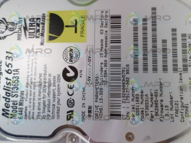 SEAGATE MEDALIST 6531 ST36531A SK2005-031 HARD DRIVE *USED*