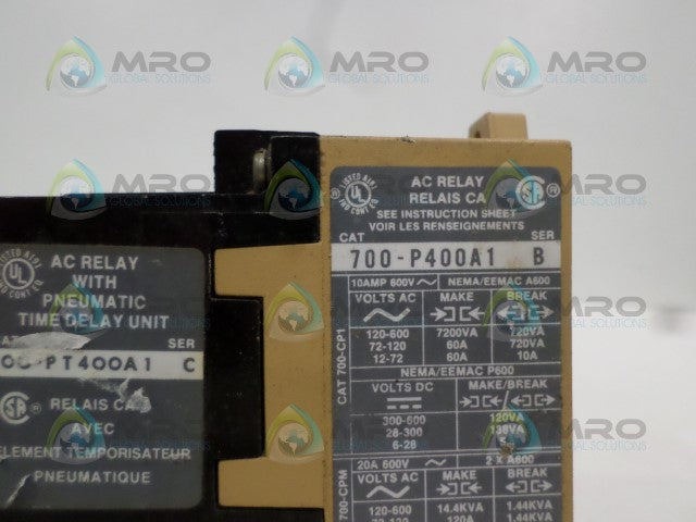 ALLEN BRADLEY 700-PT400A1 SER. C AC RELAY *USED*