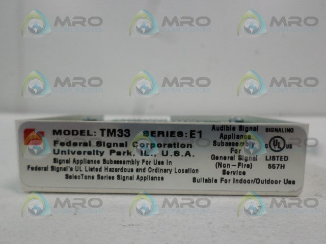 FEDERAL SIGNAL TM33 CUSTOM MESSAGE TONE MODULE *NEW NO BOX*