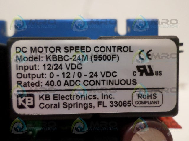 KB ELECTRONICS KBBC-24M(9500F) DC MOTOR SPEED CONTROL 12/24VDC  *USED*