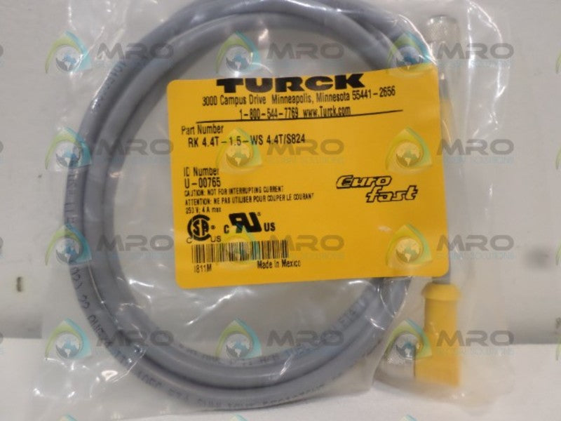 TURCK RK4.4T-1.5-WS4.4T/S824 MOLDED CORDSET *NEW IN FACTORY BAG*