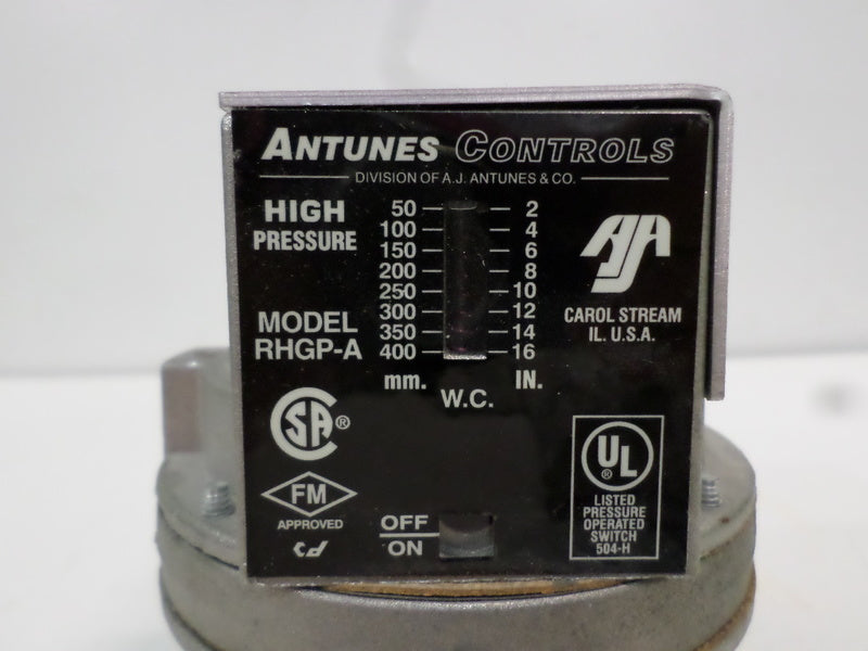 ANTUNES CONTROLS RHGP-A HIGH PRESSURE SWITCH 2-16" WC *NEW NO BOX*