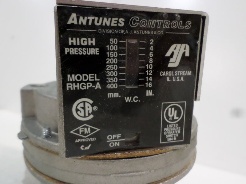 ANTUNES CONTROL RHGP-A HIGH PRESSURE SWITCH 2-16" WC *NEW NO BOX*