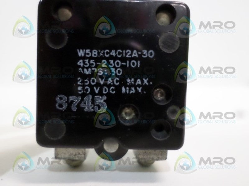 POTTER & BRUMFIELD W58XC4C12A-30 CIRCUIT BREAKER 30A *USED*
