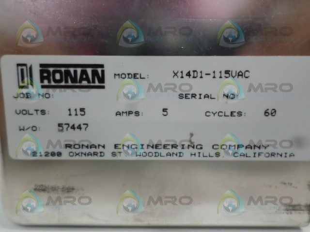RONAN X14D1-115VAC RELAY *NEW NO BOX*