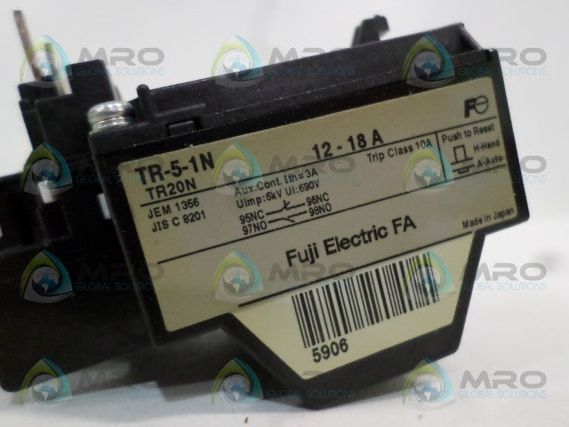 FUJI ELECTRIC TR-5-1N TR20N OVERLOAD RELAY 12-18A *NEW NO BOX*
