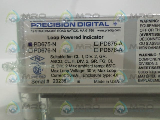 PRECISION DIGITAL PD675-N LOOP POWERED INDICATOR *NEW NO BOX*