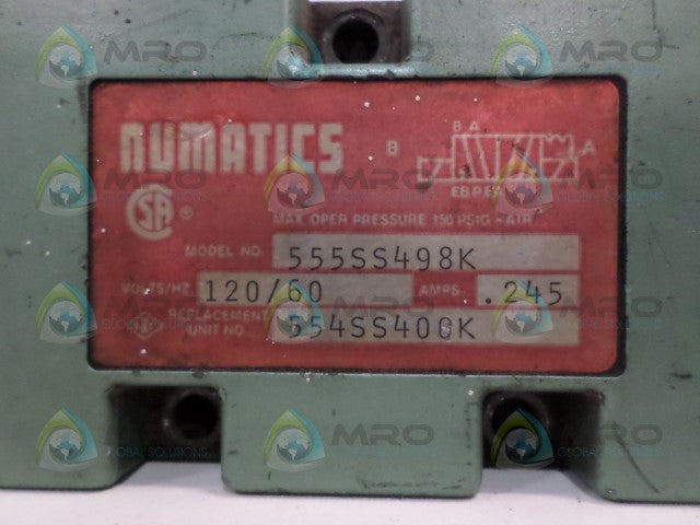 NUMATICS 555SS498K SOLENOID VALVE *USED*