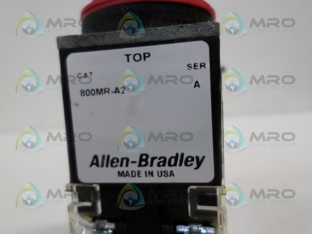 ALLEN BRADLEY 800MR-A2 SER. A  BLACK PUSHBUTTON *USED*