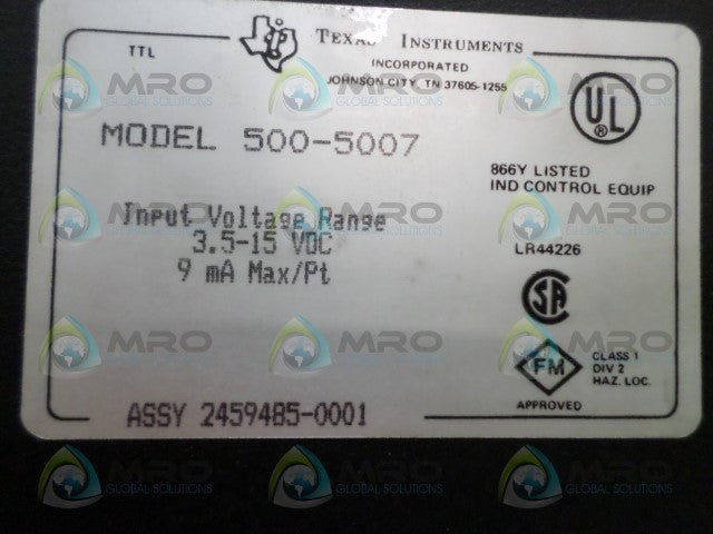 TEXAS INSTRUMENTS 500-5007 INPUT MODULE *USED*