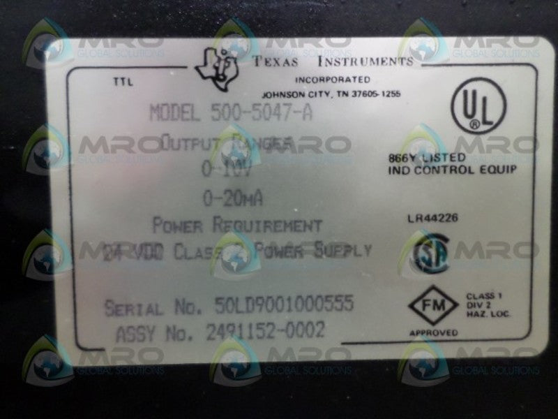 TEXAS INSTRUMENTS 500-5047-A OUTPUT MODULE *USED*