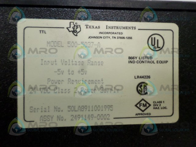 TEXAS INSTRUMENTS 500-5037-A ANALOG INPUT MODULE *USED*