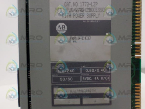 ALLEN BRADLEY 1772-LZP SER. A F/W C PROCESSOR MODULE (NO KEY)  UNMP