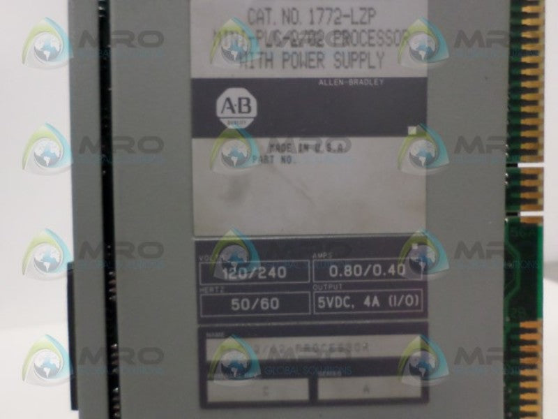 ALLEN BRADLEY 1772-LZP SER. A F/W C PROCESSOR MODULE (NO KEY)  UNMP