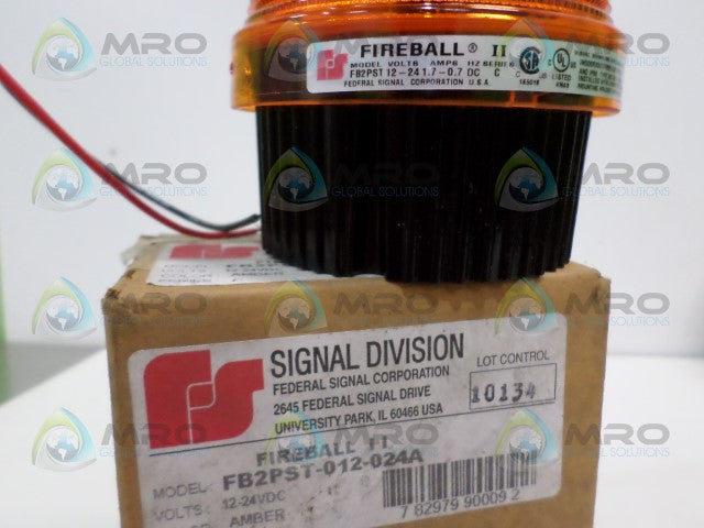 FEDERAL SIGNAL FIREBALL II FB2PST-012-024A ORANGE STROBE LIGHT *NEW IN BOX*