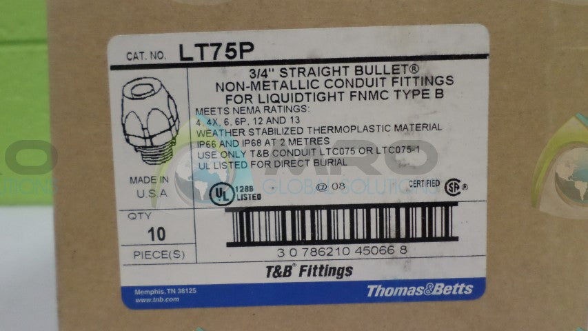 THOMAS & BETTS LT75P (10PCS) FITTINGS *NEW IN BOX*