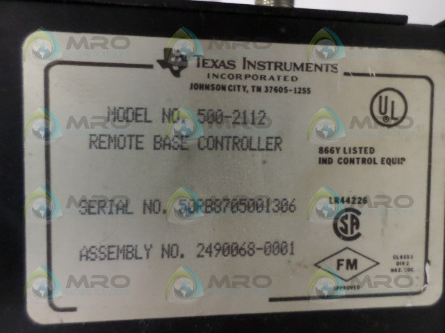 TEXAS INSTRUMENTS 500-2112 REMOTE BASE CONTROLLER *USED*