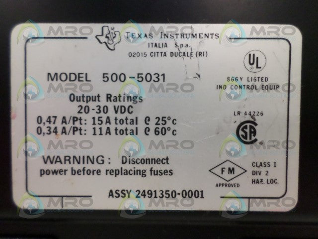 TEXAS INSTRUMENTS 500-5031 OUTPUT MODULE *USED*