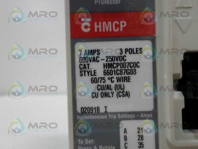 CUTLER HAMMER HMCP007C0C CIRCUIT BREAKER 7A *NEW NO BOX*