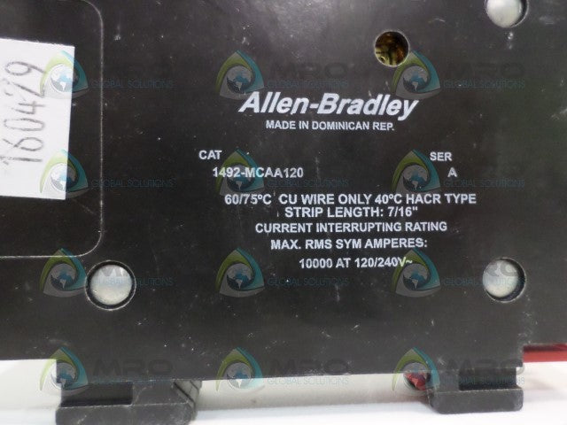 ALLEN BRADLEY 1492-MCAA120 SER. A CIRCUIT BREAKER 20A * NEW IN BOX *