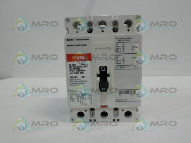 CUTLER HAMMER HFD3020 CIRCUIT BREAKER 20A *USED*