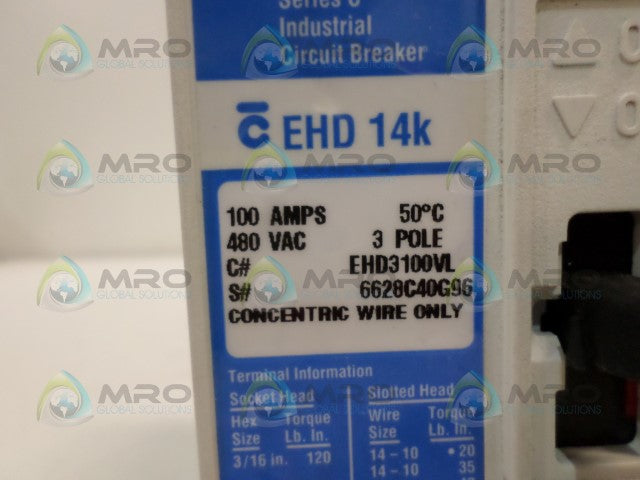 WESTINGHOUSE EHD3100VL CIRCUIT BREAKER 100A *NEW NO BOX*