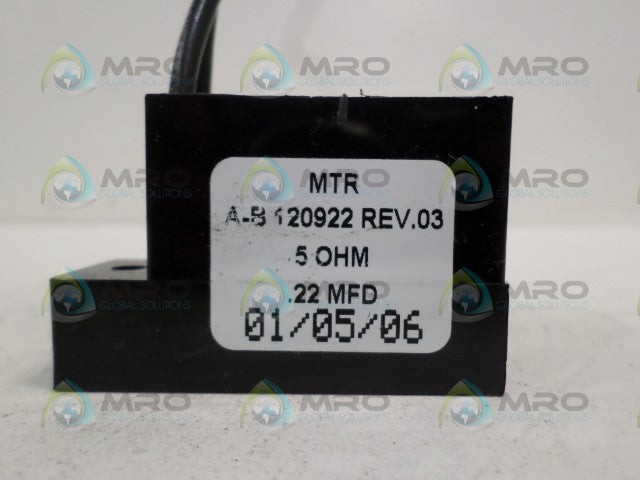 MTR AB-120922 CAPACITOR 5 OHMS .22 MFD *NEW NO BOX*