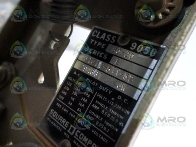 SQUARE D 9050-B0-2D PNEUMATIC TIMING RELAY (AS PICTURED) *NEW NO BOX*