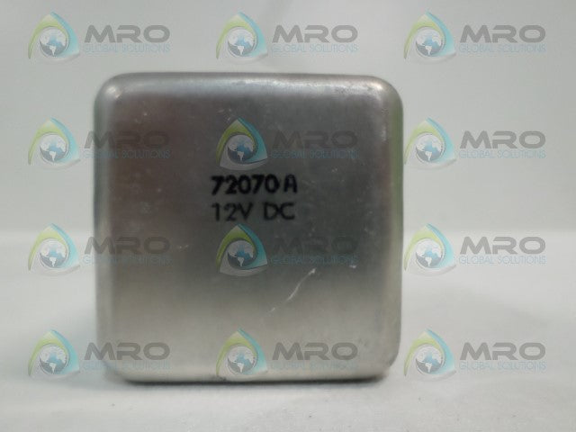 INDUSTRIAL MRO 72070A GENERAL PURPOSE SEALED RELAY 12VDC *USED*