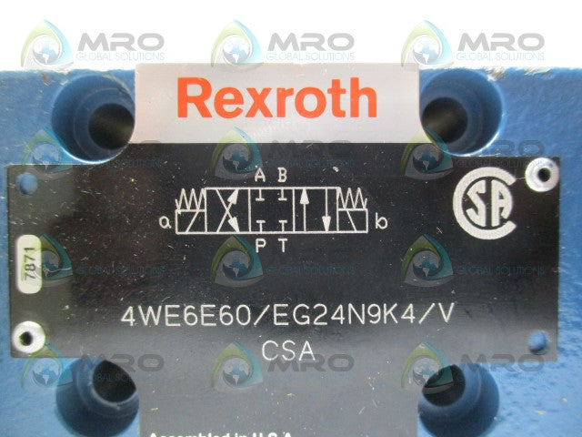 REXROTH 4WE6E60/EG24N9K4/V SOLENOID VALVE *NEW NO BOX*