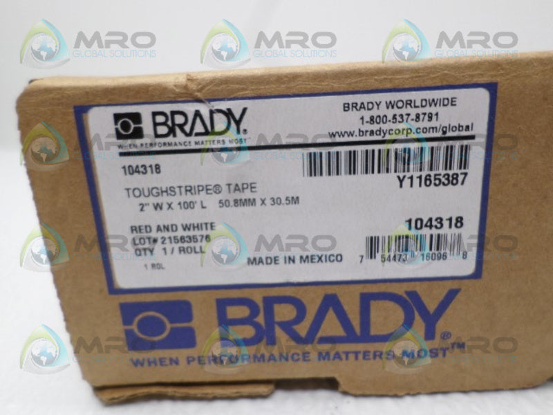 BRADY 104318 RED & WHITE NONABRASIVE FLOOR MARKING TAPE 100'  NSMP