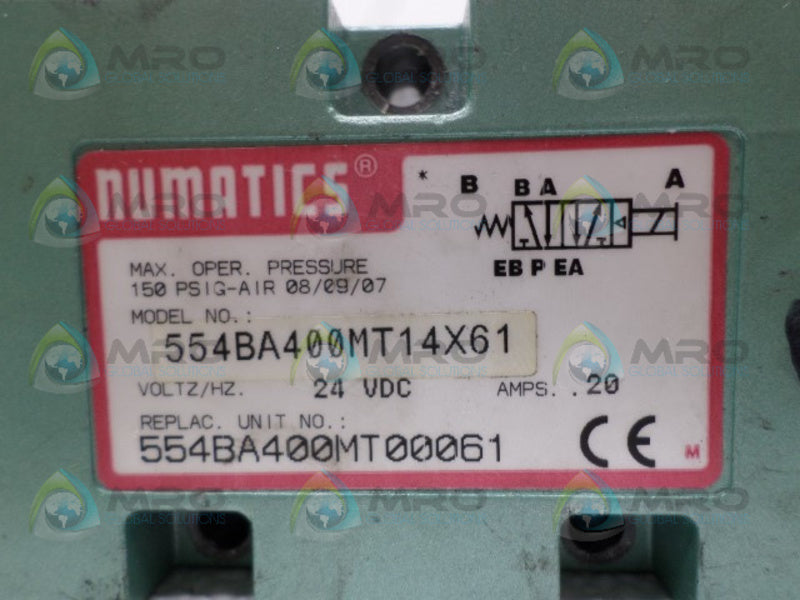 NUMATICS 554BA400MT00061 SOLENOID VALVE *USED*
