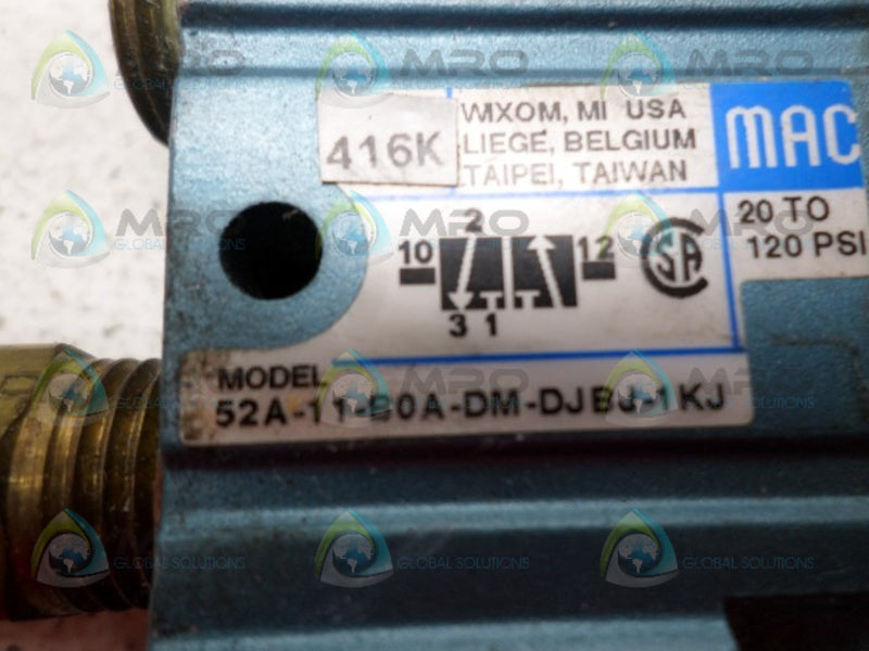 MAC 52A-11-B0A-DM-DJBJ-1KJ SOLENOID VALVE *USED*
