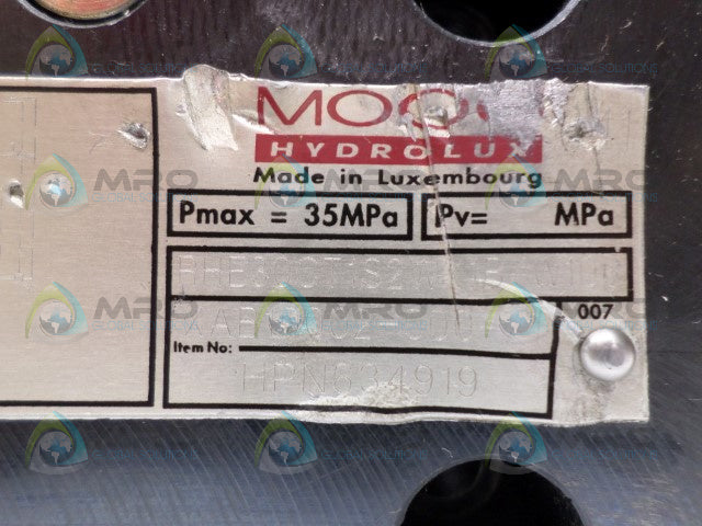 MOOG 634919 XAB10002-000-21 RHE30CT1S2WK1BAW106 MANIFOLD VALVE *NEW NO BOX*