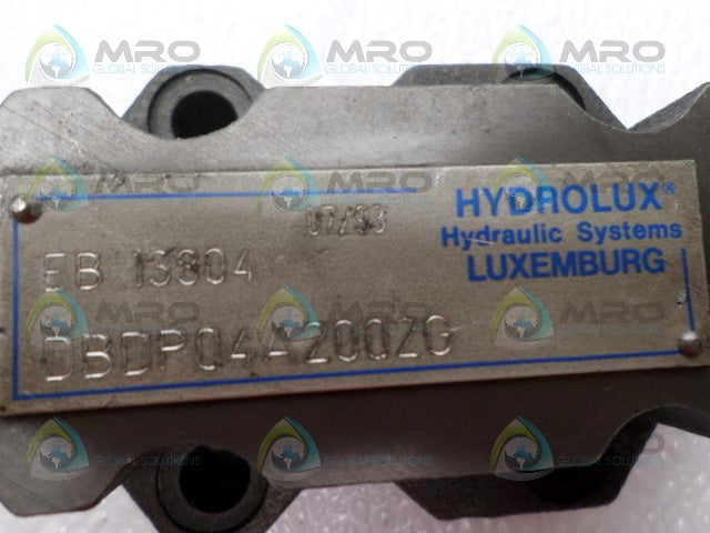 HYDROLUX EB13804 DBDP04A2002G SOLENOID VALVE *USED*
