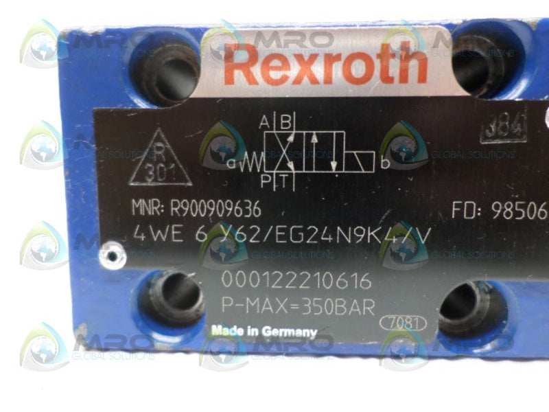 REXROTH 4WE6Y62/EG24N9K4/V DIRECTIONAL SOLENOID VALVE *USED*