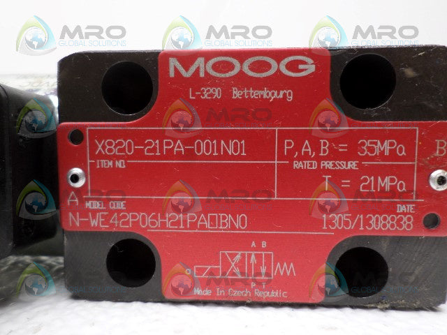 MOOG X820-21PA-001N01 N-WE42P06H21PAOBN0 HYDRAULIC VALVE *NEW NO BOX*