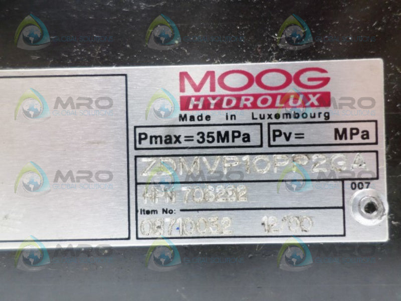 MOOG 706282 08710032 ZDMVP10PP2GA PRESSURE RELIEF VALVE *NEW NO BOX*