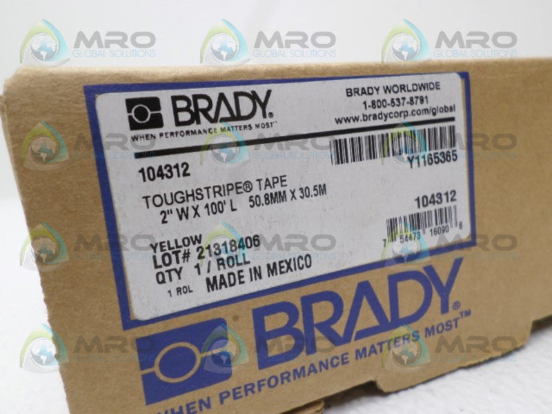 BRADY 104312 YELLOW NONABRASIVE FLOOR MARKING TAPE 100'  NSMP