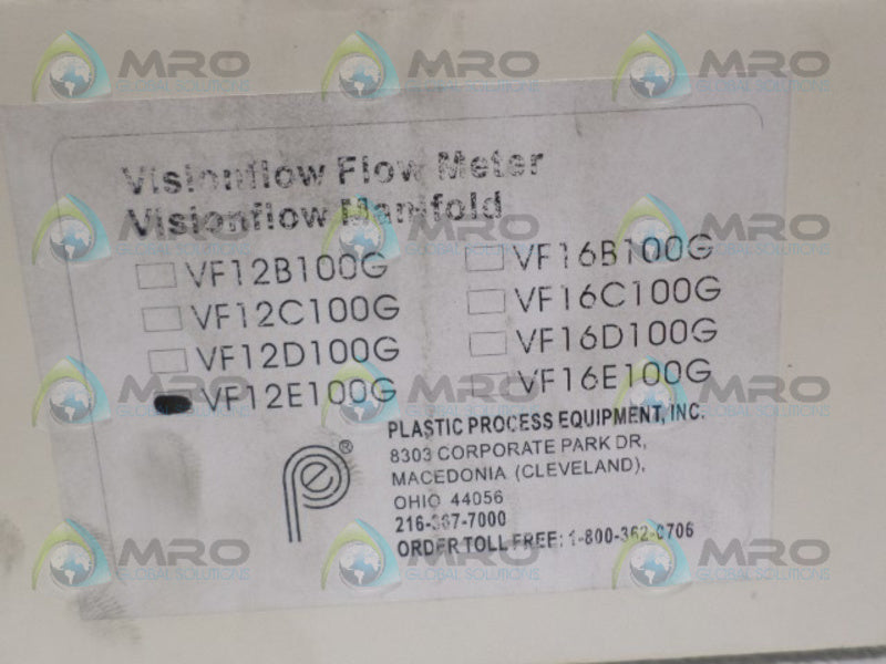 PLASTIC PROCESS VF12E100G VISIONFLOW FLOW METER *NEW IN BOX*