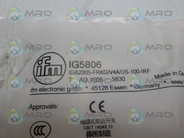IFM EFECTOR IG5806 INDUCTIVE PROXIMITY SENSOR *NEW IN FACTORY BAG*