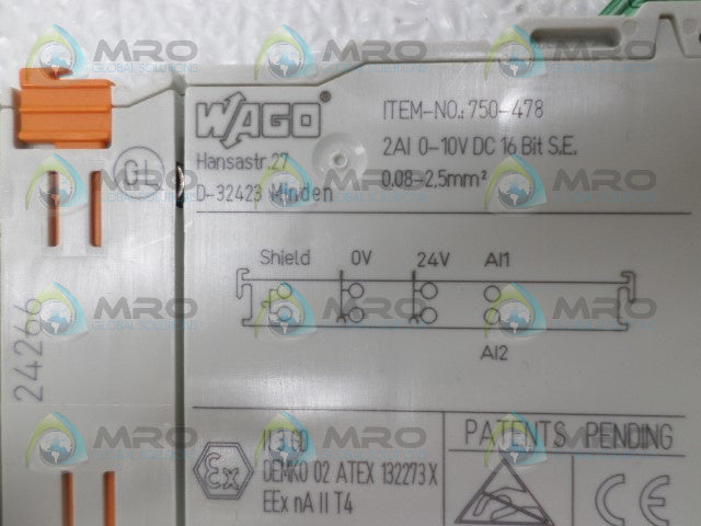 WAGO 750-478 INPUT MODULE *NEW NO BOX*