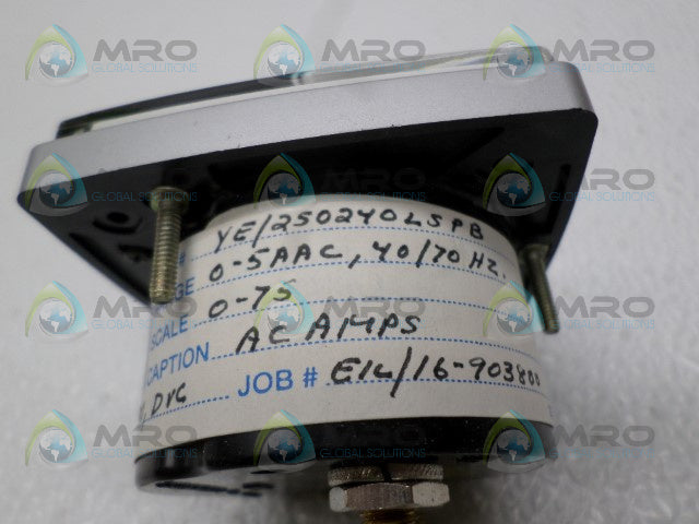 GENERAL ELECTRIC YE/250240LSPB PANEL METER 0-75 AC AMPS *NEW NO BOX*