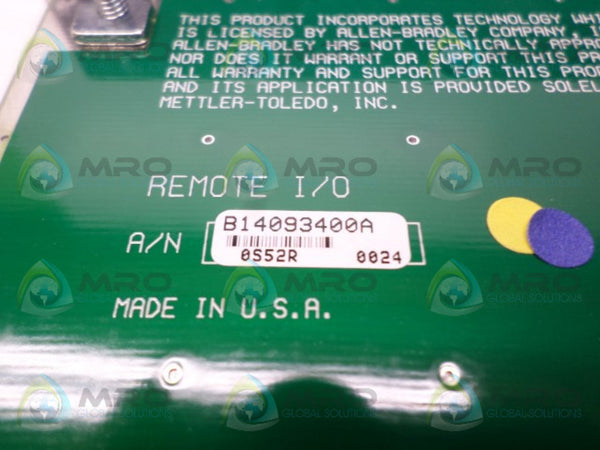 METTLER TOLEDO B14093400A REMOTE I/O BOARD NSNP
