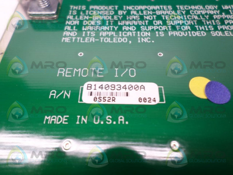 METTLER TOLEDO B14093400A REMOTE I/O BOARD NSNP
