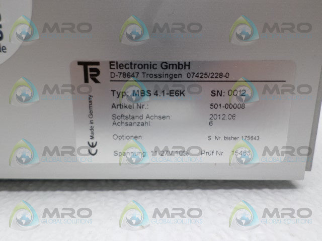 TR ELECTRONICS MBS4.1-E6K POWER SUPPLY *NEW NO BOX*