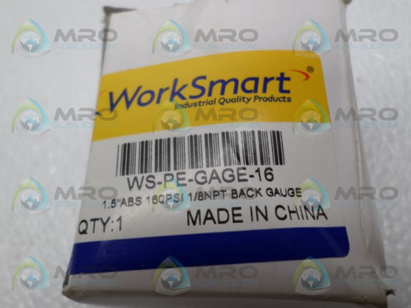 WORKSMART WS-PE-GAGE-16 PRESSURE GAUGE 0-160 PSI *NEW IN BOX*